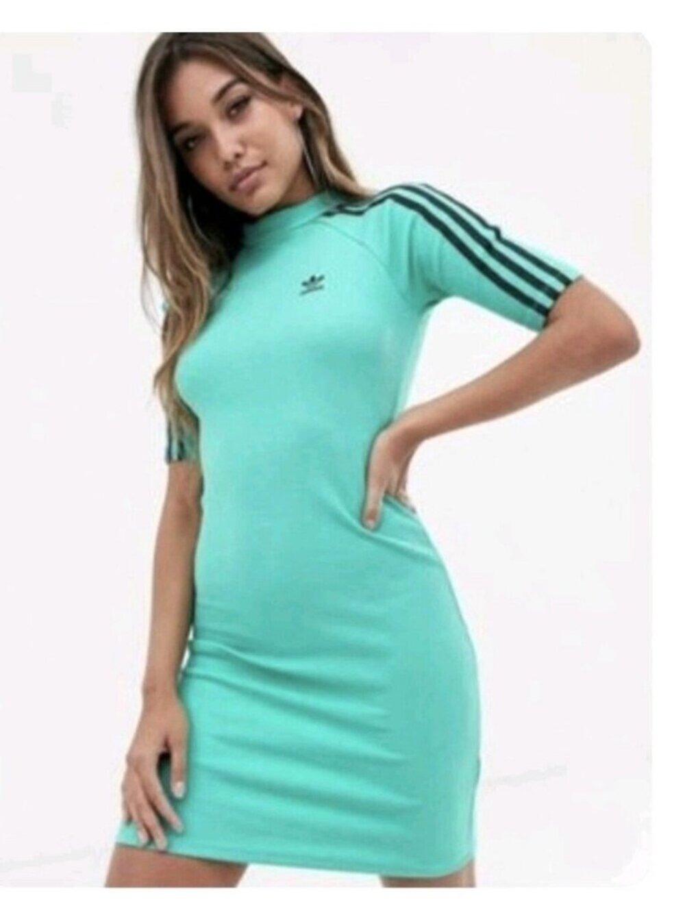 ADIDAS Originals | Dress green color classic black three-stripes Sz M